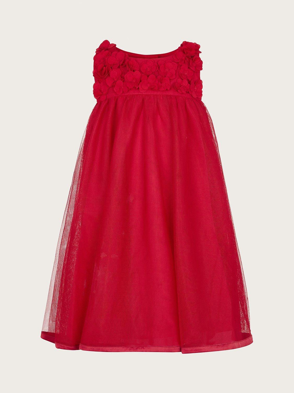 Monsoon Baby Fiona 3D Floral Swing Party Dress, Ivory