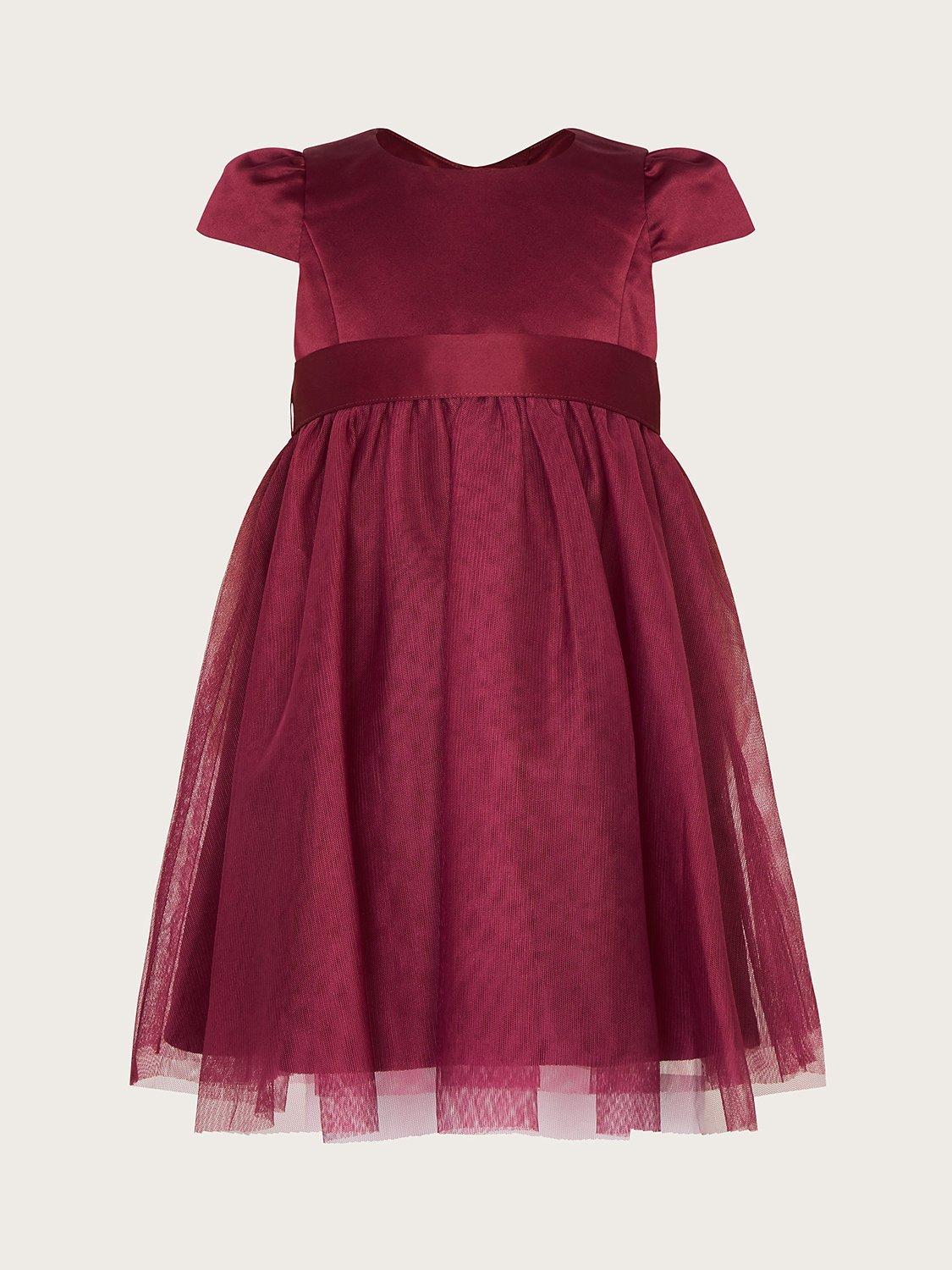 Monsoon Baby Tulle Bridesmaid Dress, Burgundy