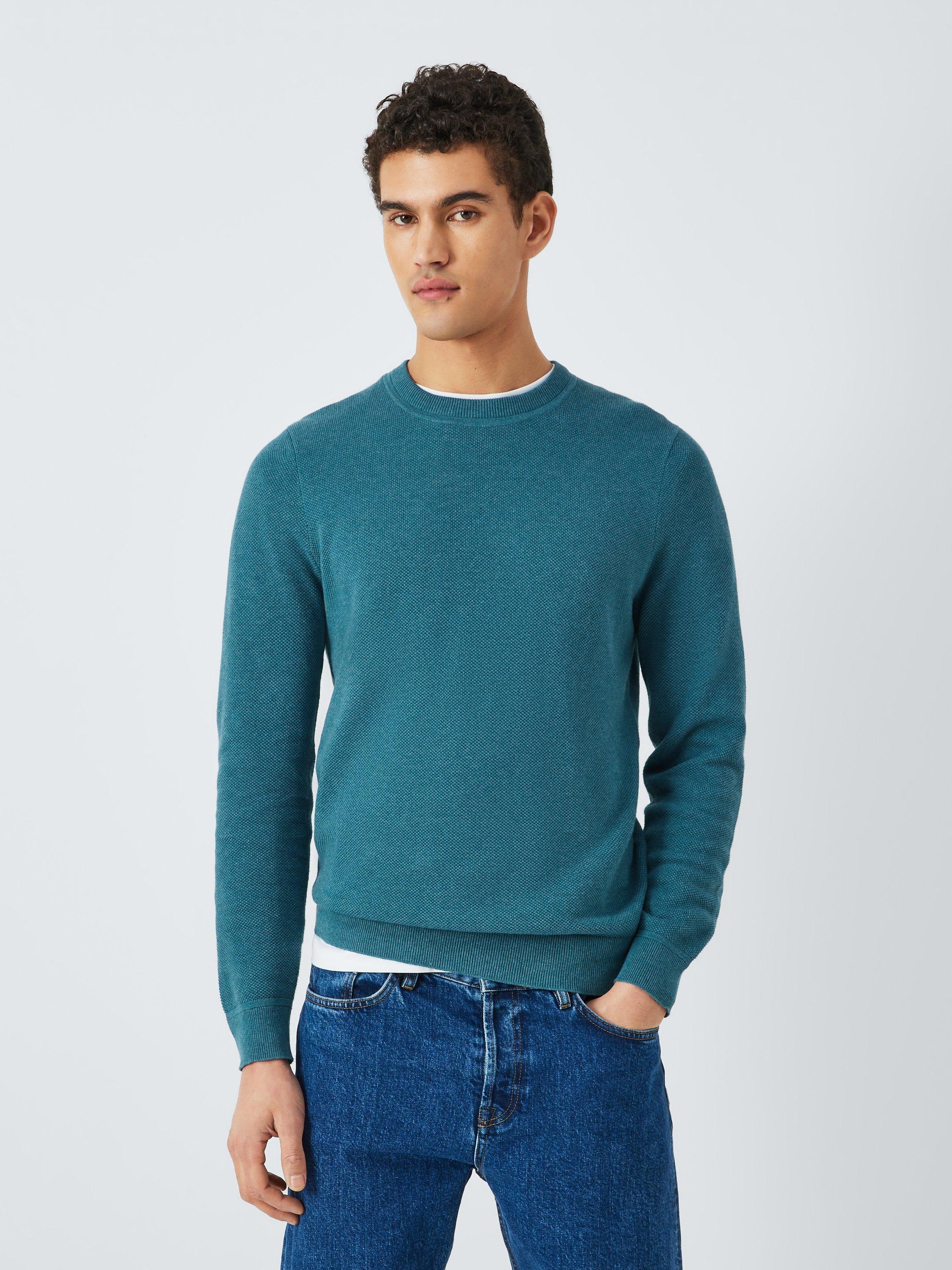 John Lewis Cotton Knitted Jumper, Blue Teal