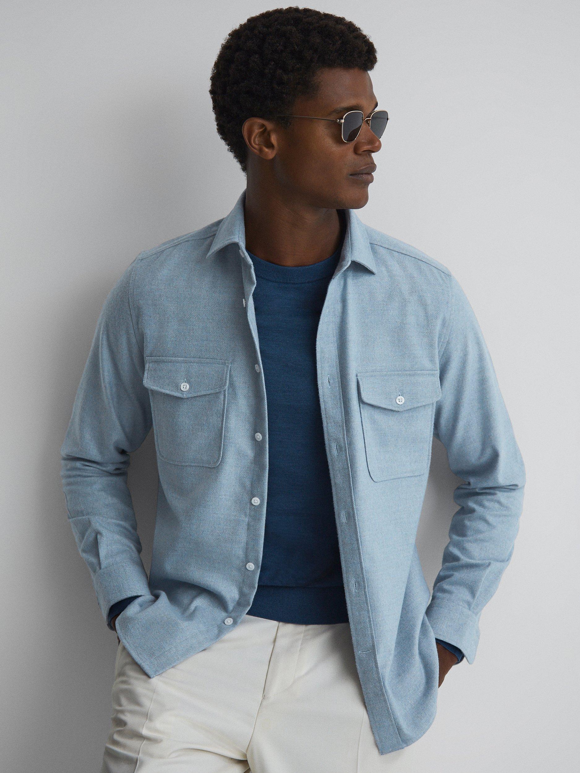 Reiss Chaser Overshirt, Soft Blue Melange