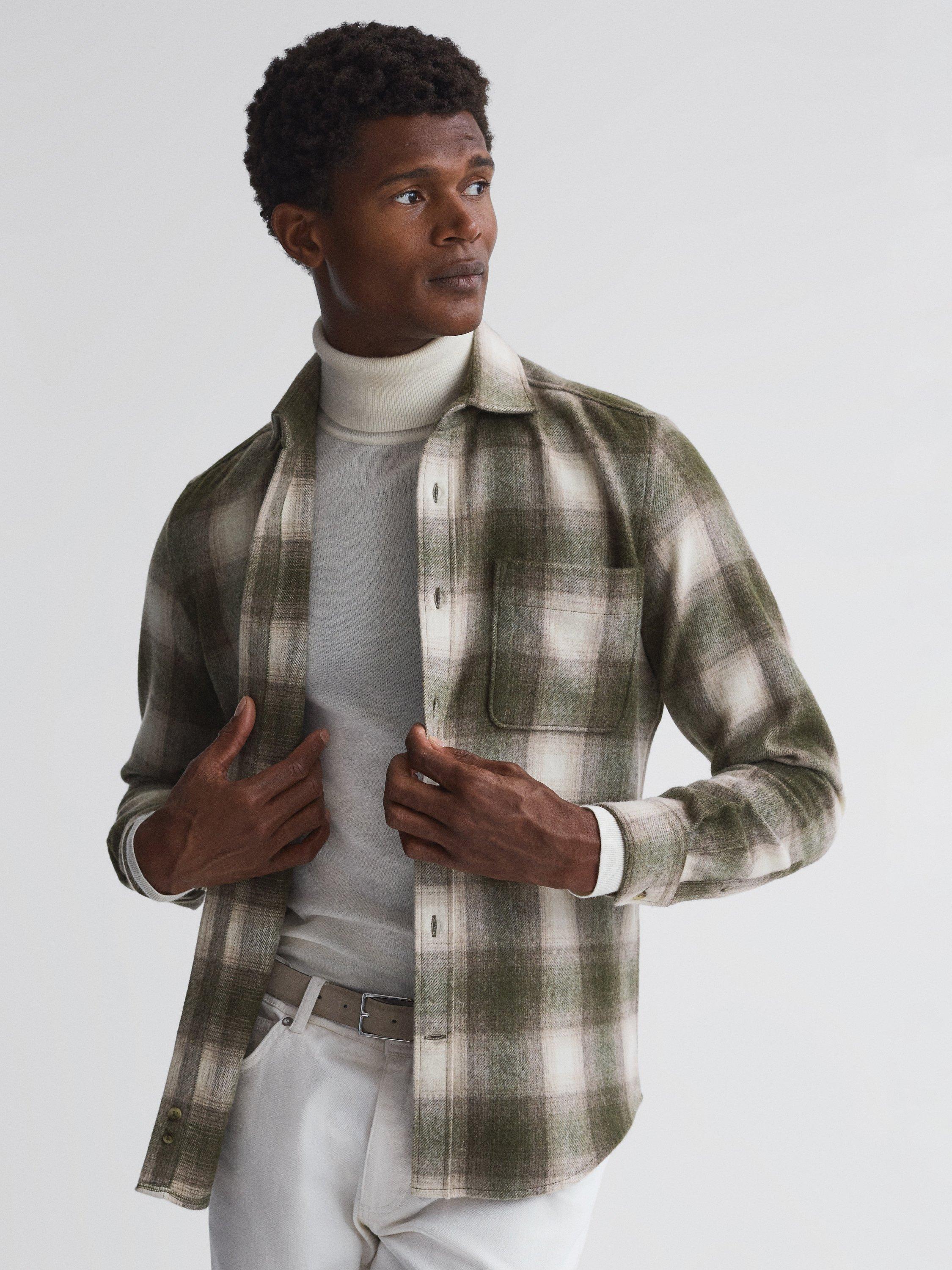Reiss Novelli Overshirt, Green/Multi