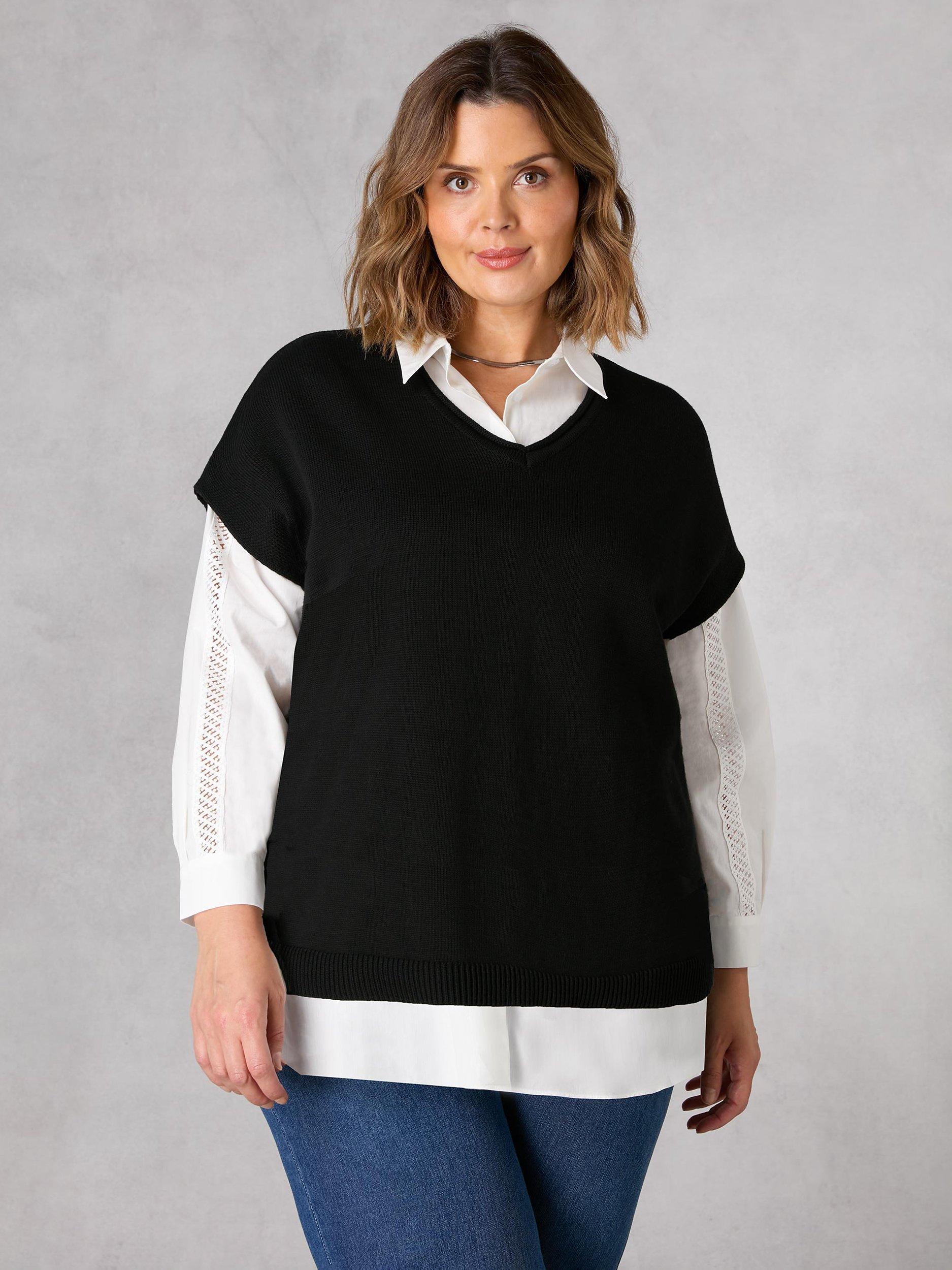 Live Unlimited Curve Cotton Blend Knitted Top, Black