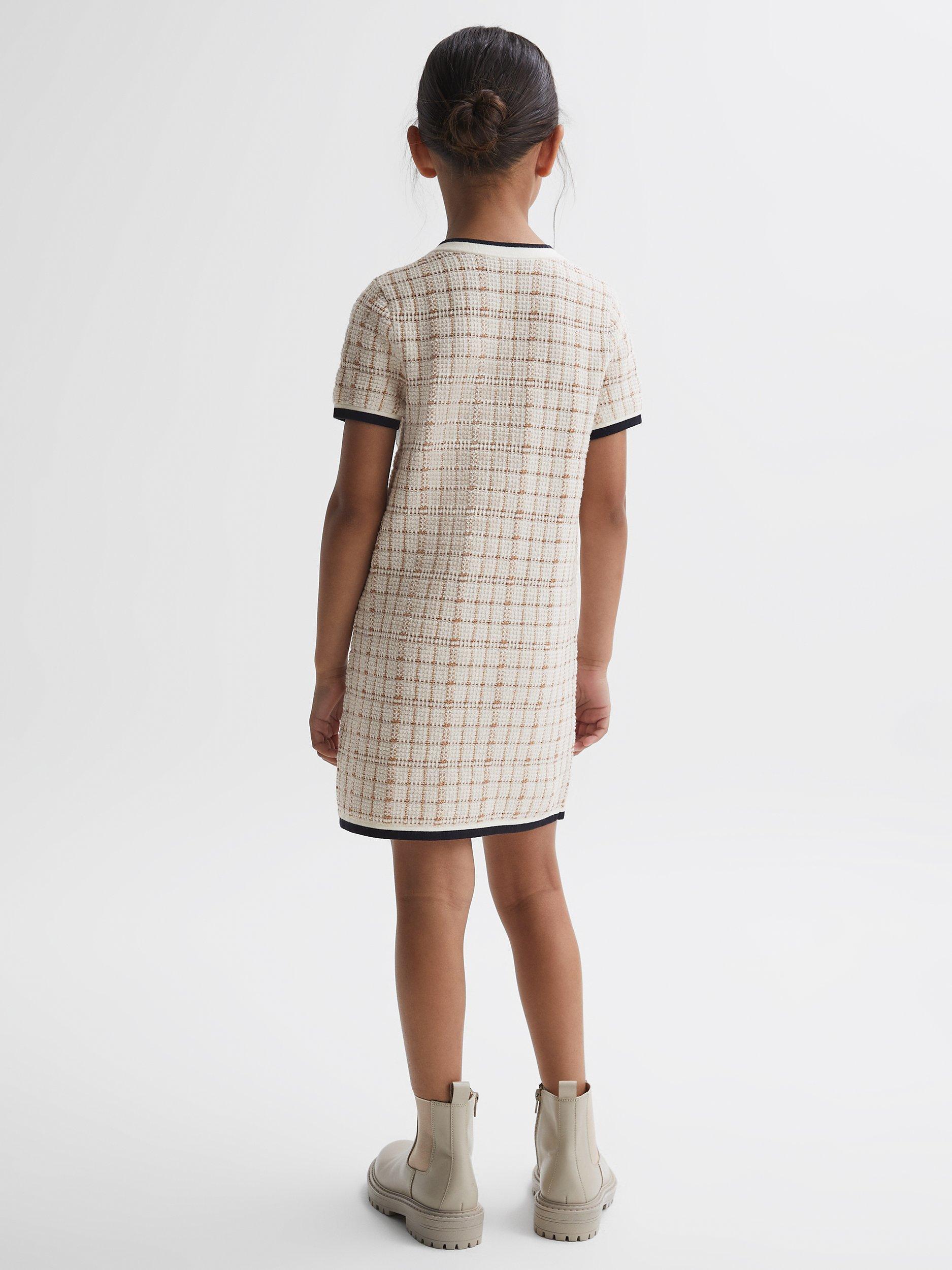 Product image 2 of 5, which shows Reiss Kids' Mila Cotton Blend Check Mini Dress, Pink/Cream, 4-5 years