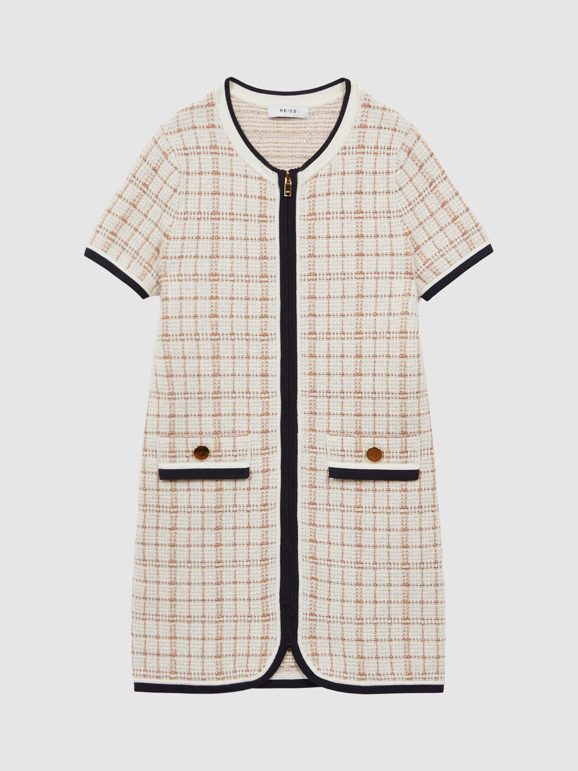 Product image 3 of 5, which shows Reiss Kids' Mila Cotton Blend Check Mini Dress, Pink/Cream, 4-5 years