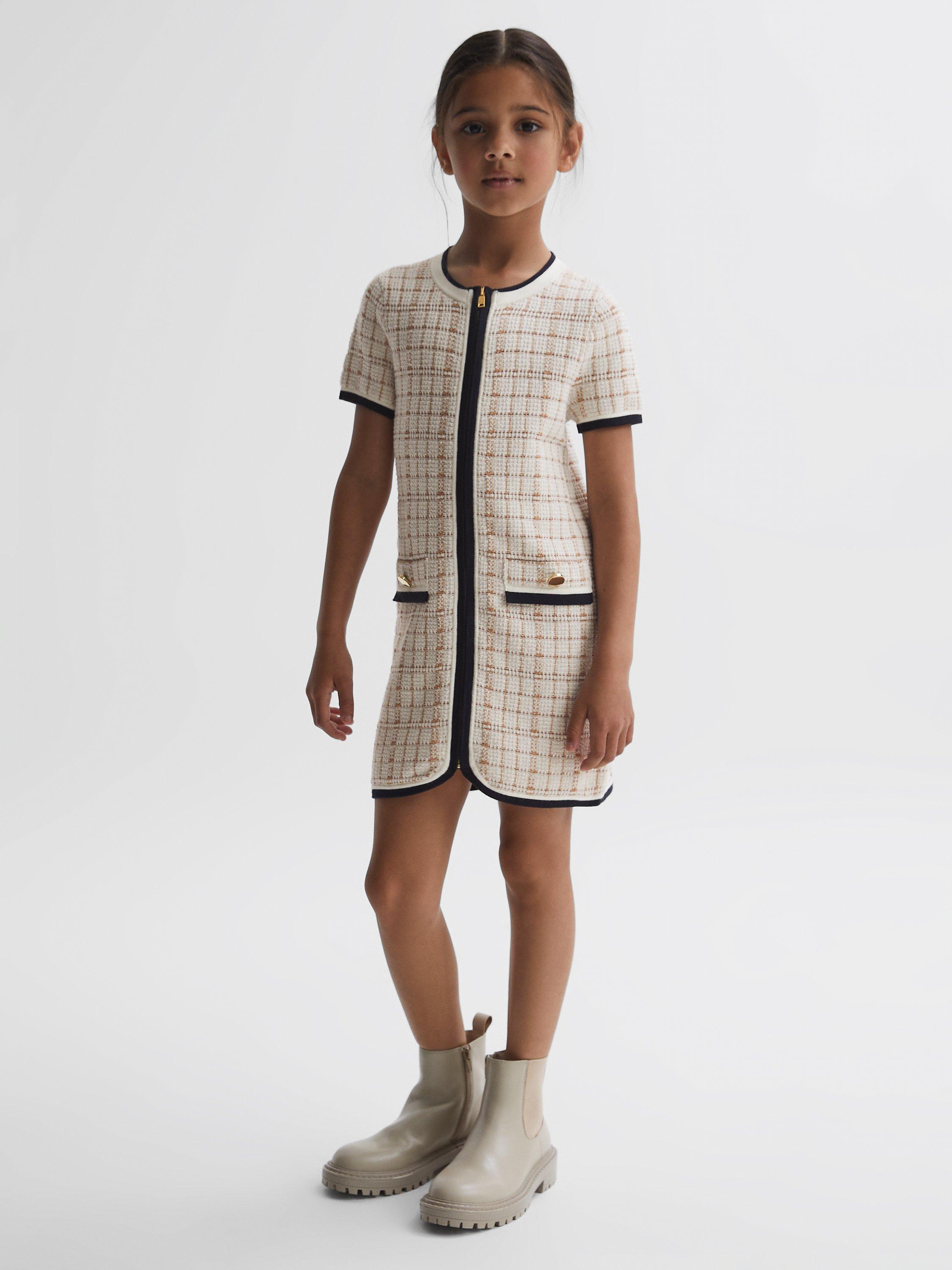 Product image 4 of 5, which shows Reiss Kids' Mila Cotton Blend Check Mini Dress, Pink/Cream, 4-5 years