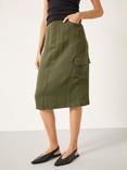 HUSH Amba Knee Length Cargo Skirt, Forest Green