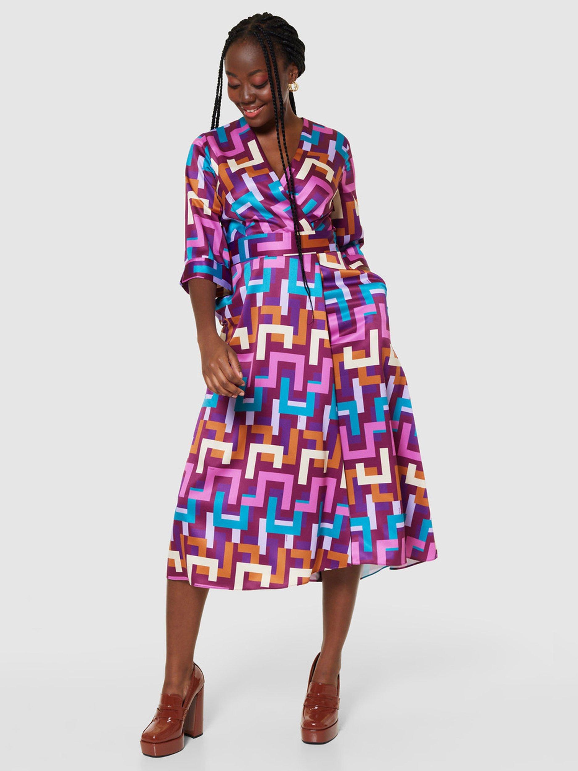 Product image 1 of 4, which shows Closet London High-Low Wrap Dress, Multi, 12