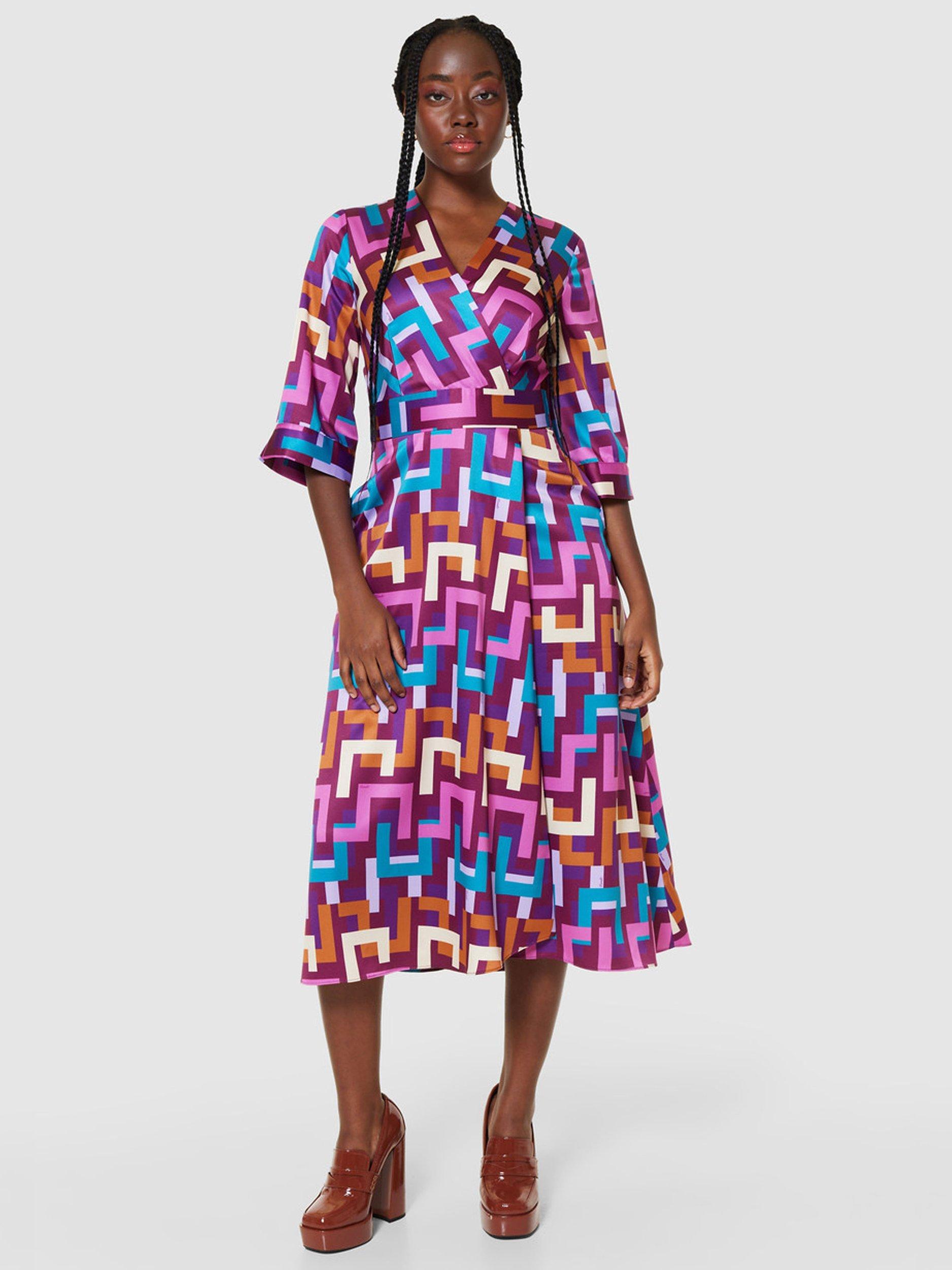 Product image 2 of 4, which shows Closet London High-Low Wrap Dress, Multi, 12