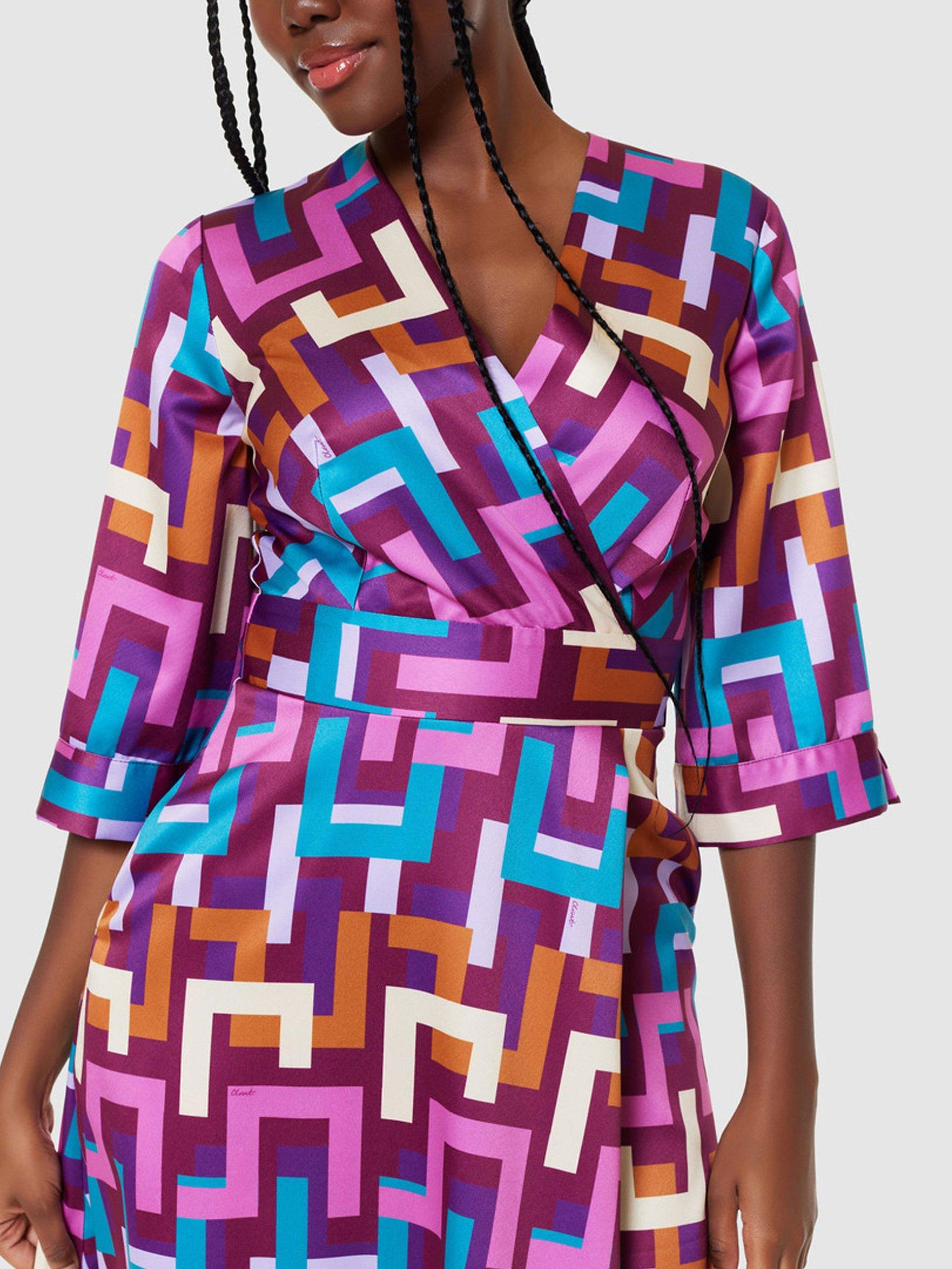 Product image 3 of 4, which shows Closet London High-Low Wrap Dress, Multi, 12
