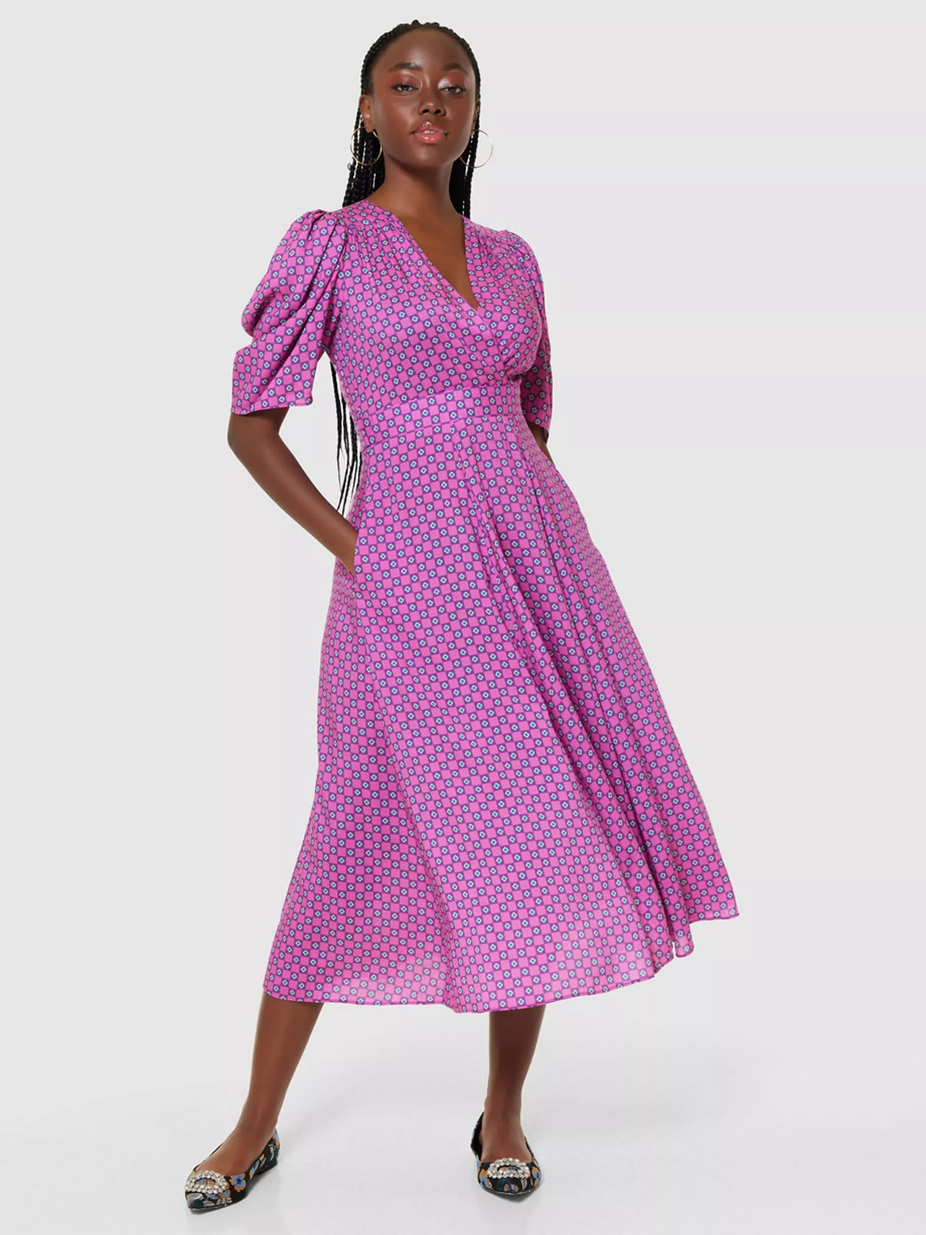 Pink polka dot wrap dress deals
