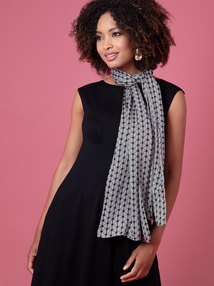 Alie Street Phoebe Satin Scarf, Black/White, Black/White