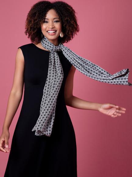 Alie Street Phoebe Satin Scarf, Black/White - view 2, Black/White