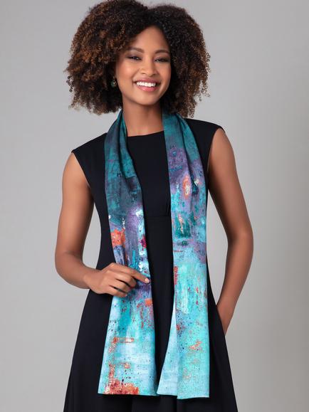 Alie Street Azra Aquatic Ombre Woven Scarf, Multi - view 2, Multi