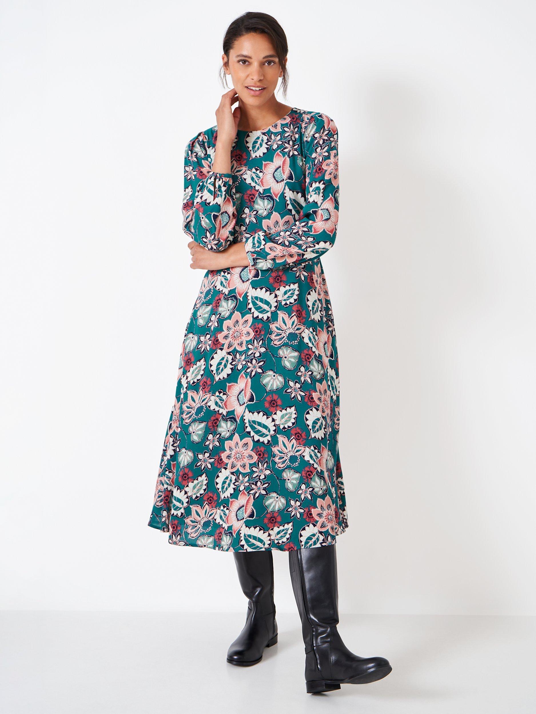 Crew Clothing Alma Jersey Midi Dress, Teal Blue