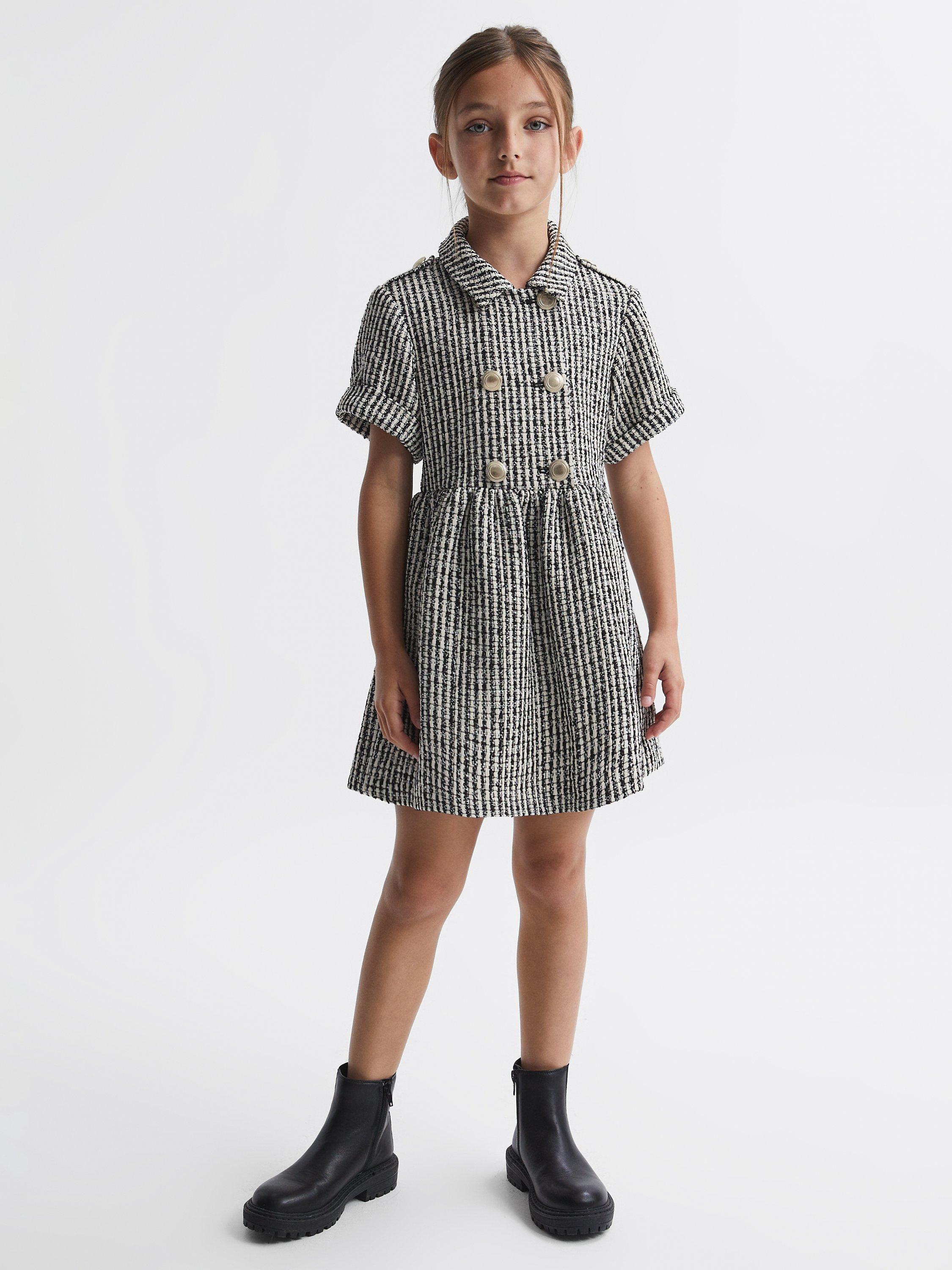 Reiss Kids Junip Tweed Button Up Dress Multi