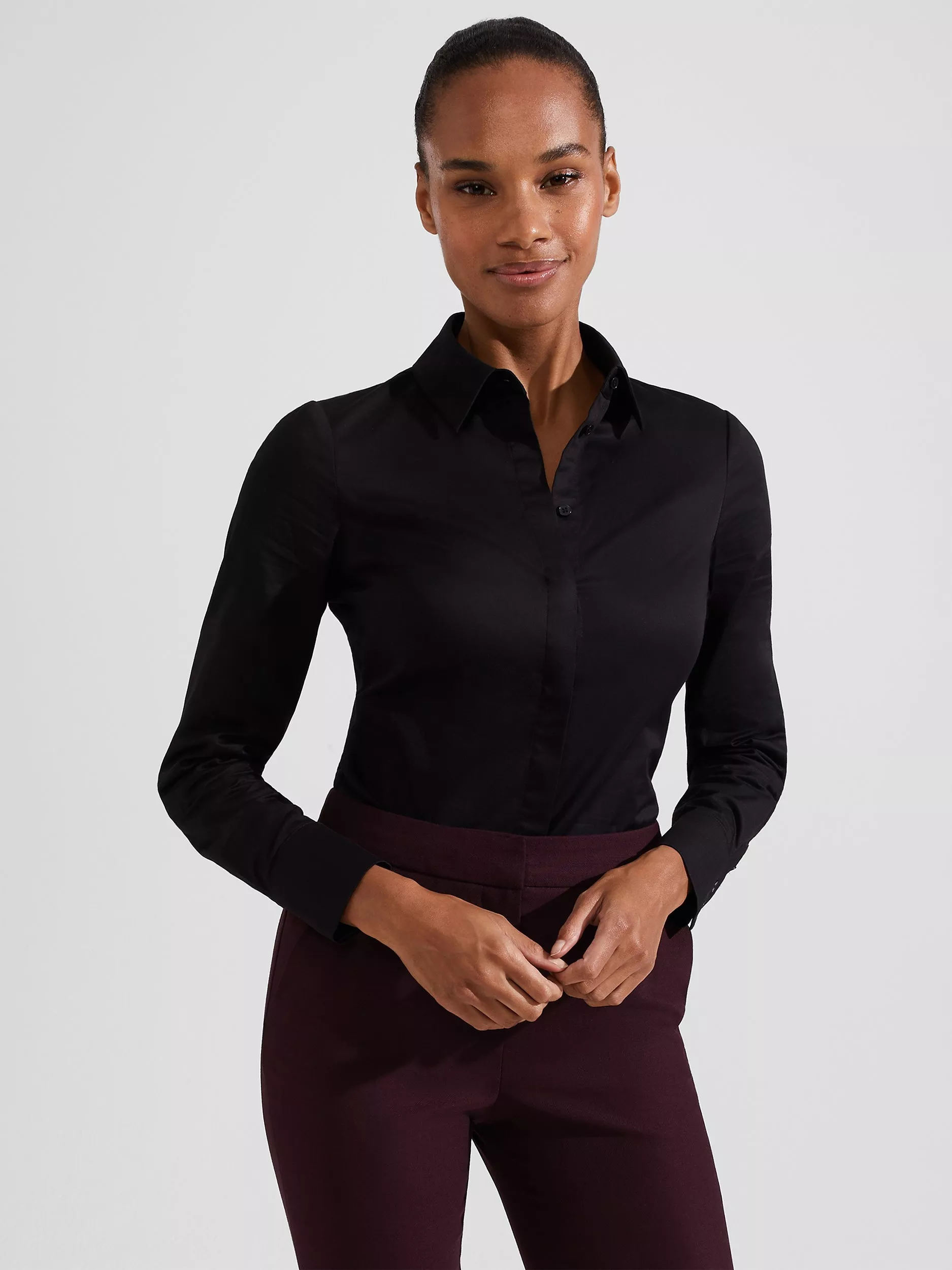 Hobbs Victoria Cotton Shirt, Black