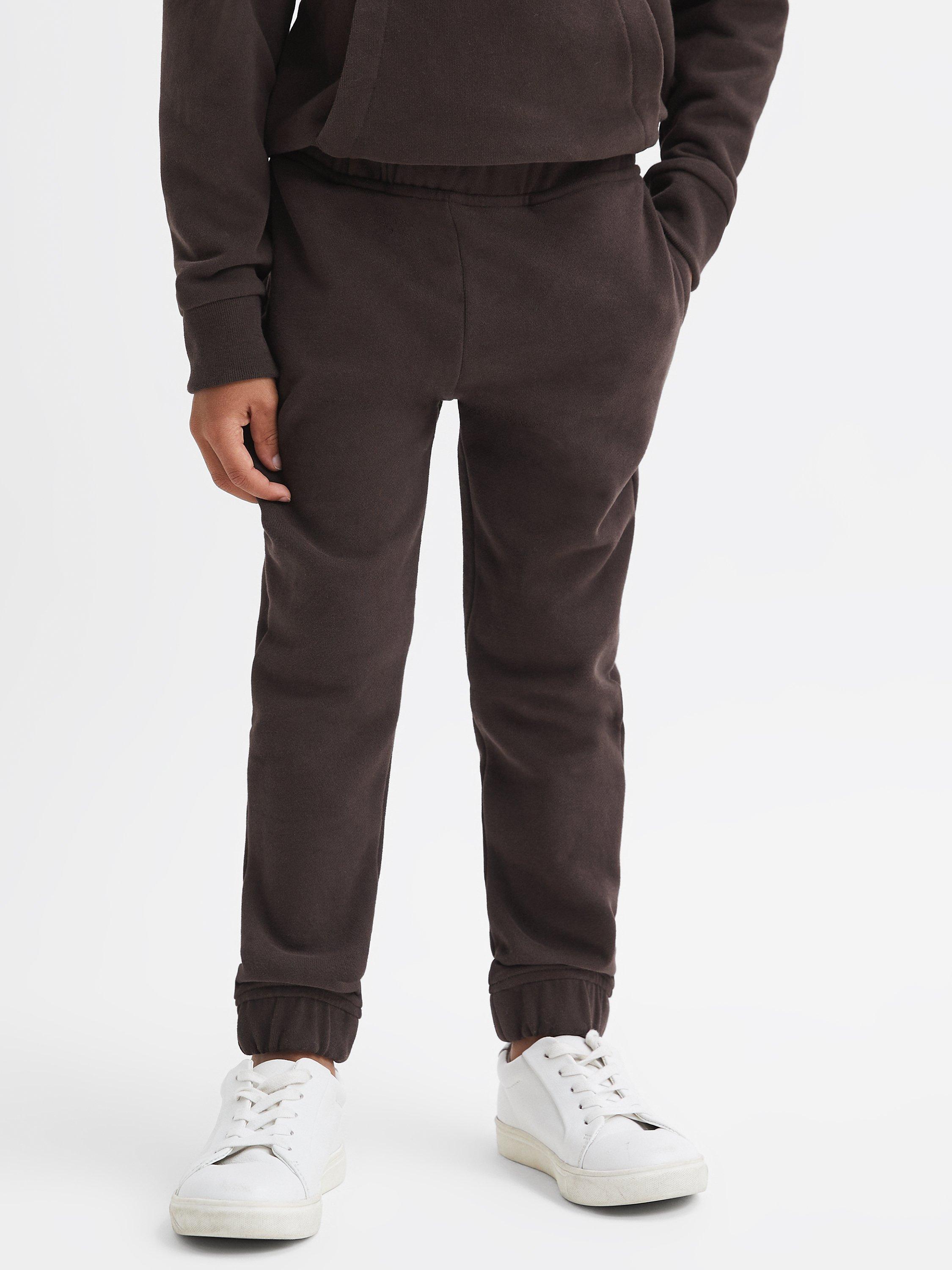 Reiss Kids' Ali Cotton Jersey Joggers, Chocolate
