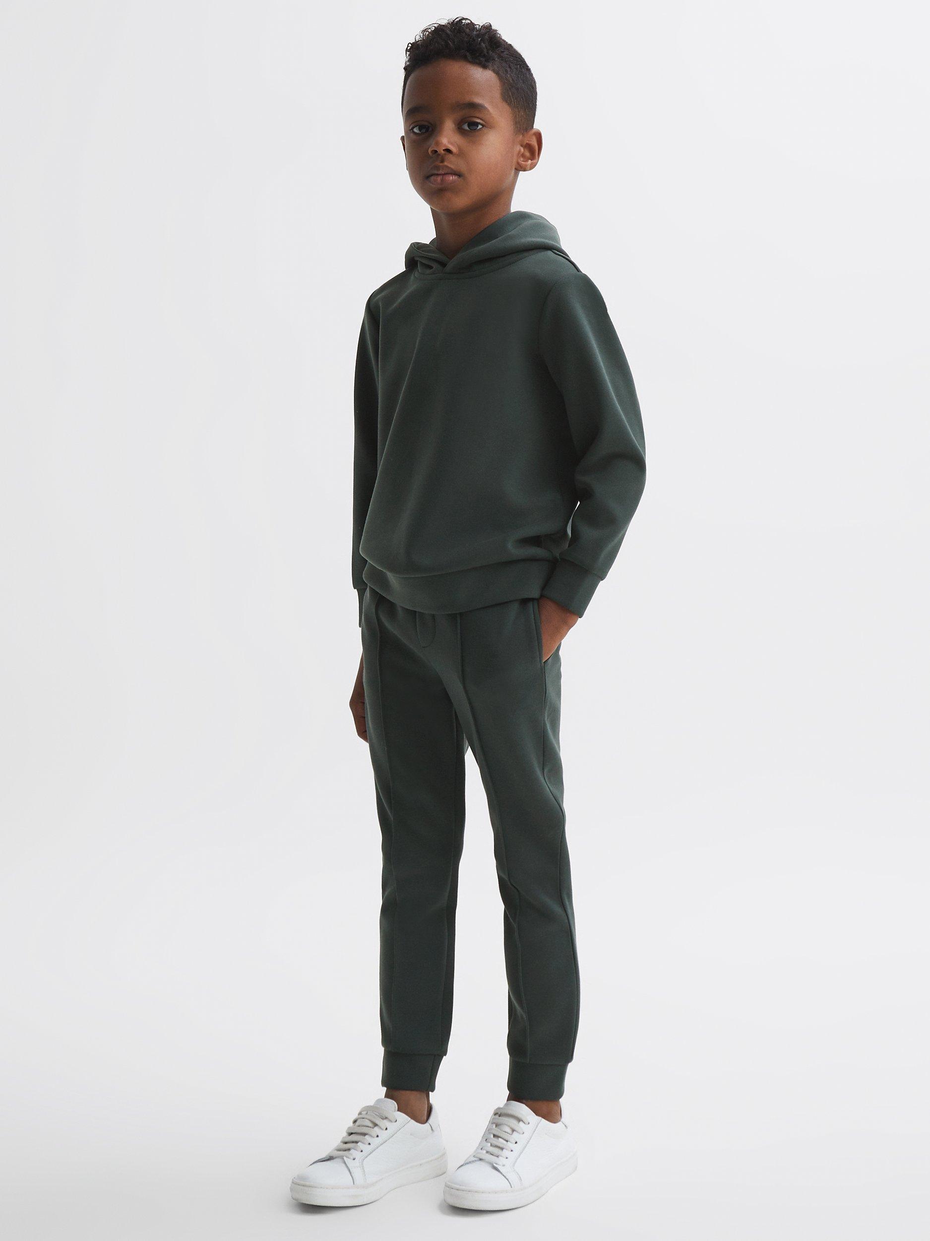 Reiss Kids' Premier Interlock Drawstring Trousers, Forest Green