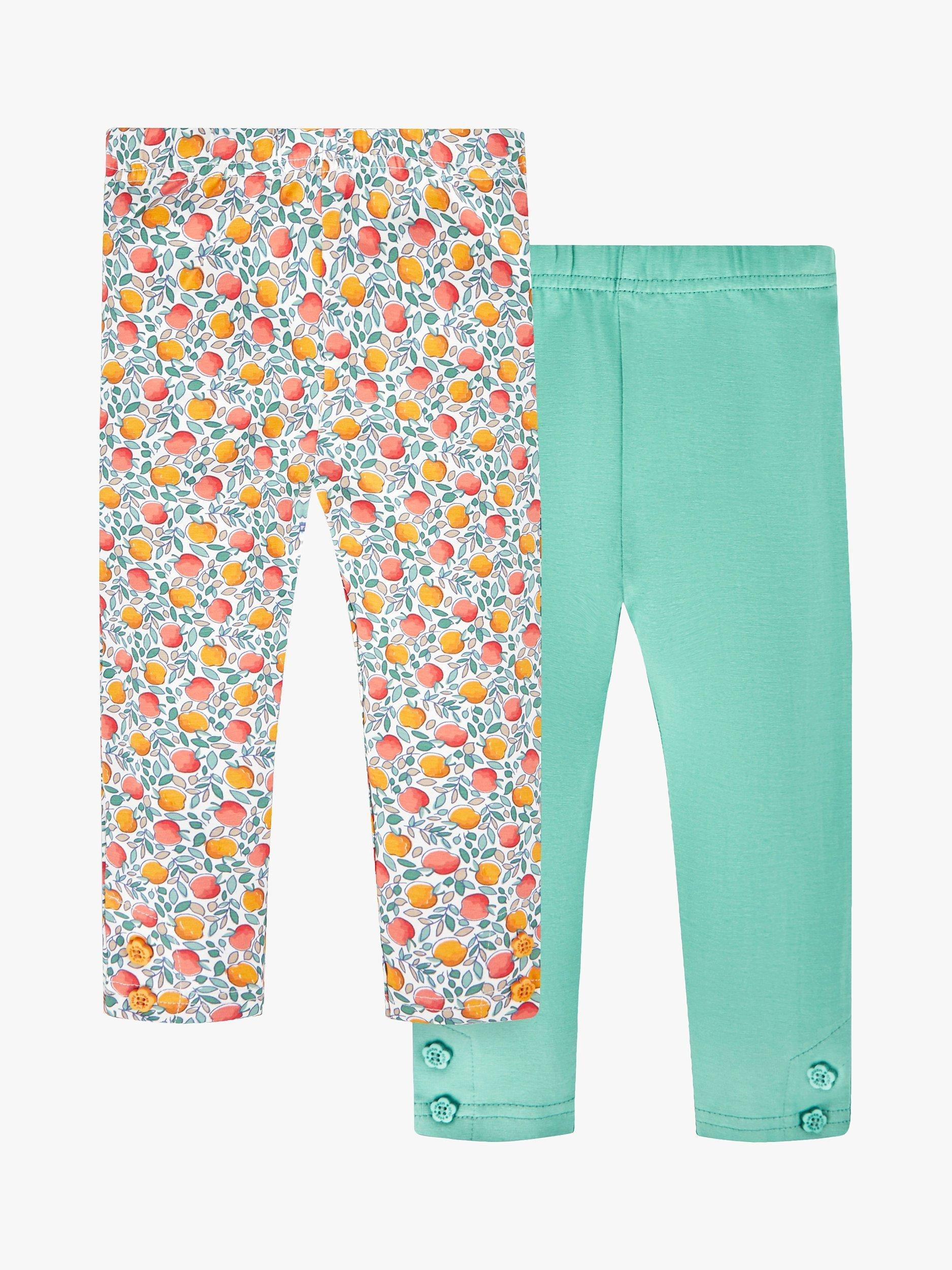JoJo Maman Bébé Apple Leggings, Pack of 2, Cream/Multi