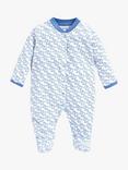 JoJo Maman Bébé Baby Little Elephant Print Sleepsuit, Blue