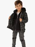 Angel & Rocket Kids' Hampy Check Hooded Shirt, Black