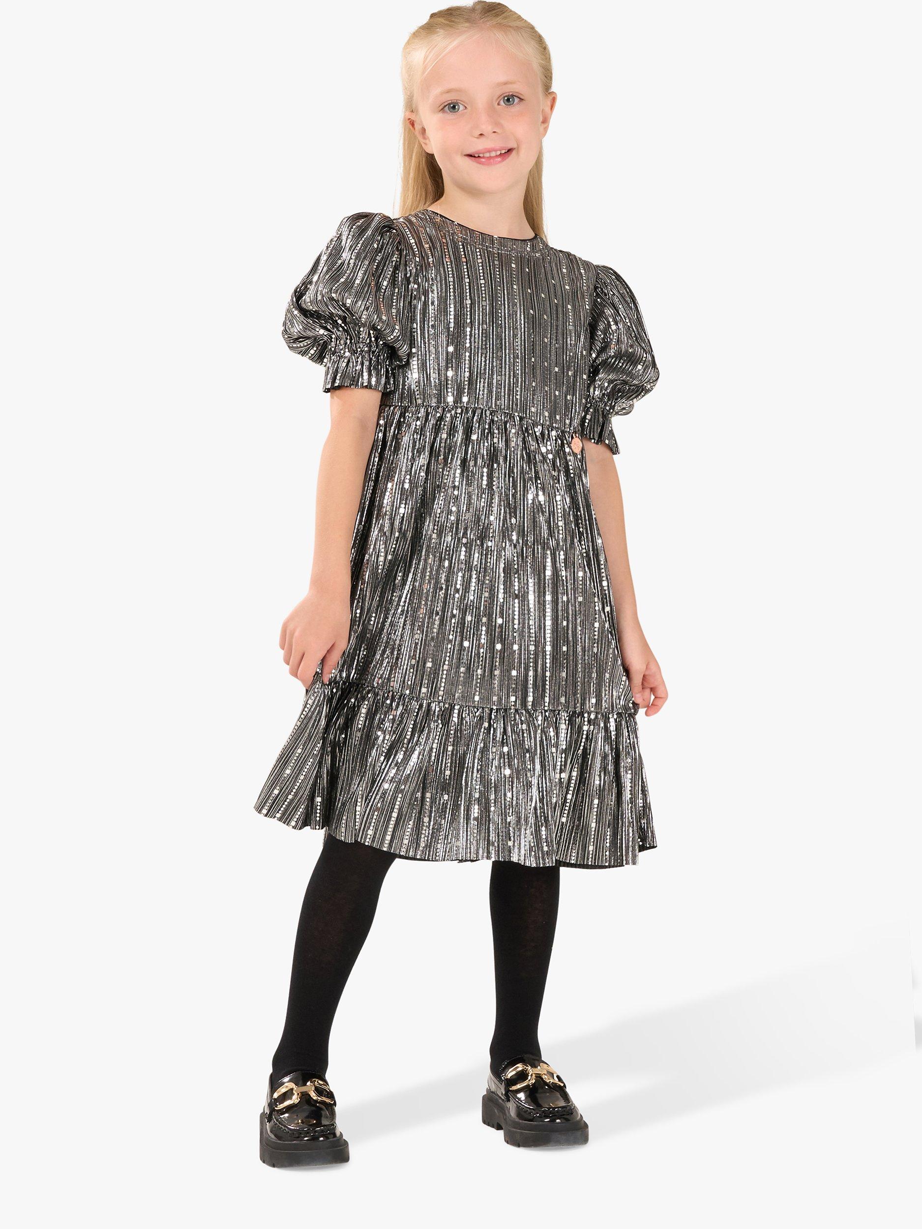 Angel & Rocket Kids' Mila Metallic Sequin Dress, Silver
