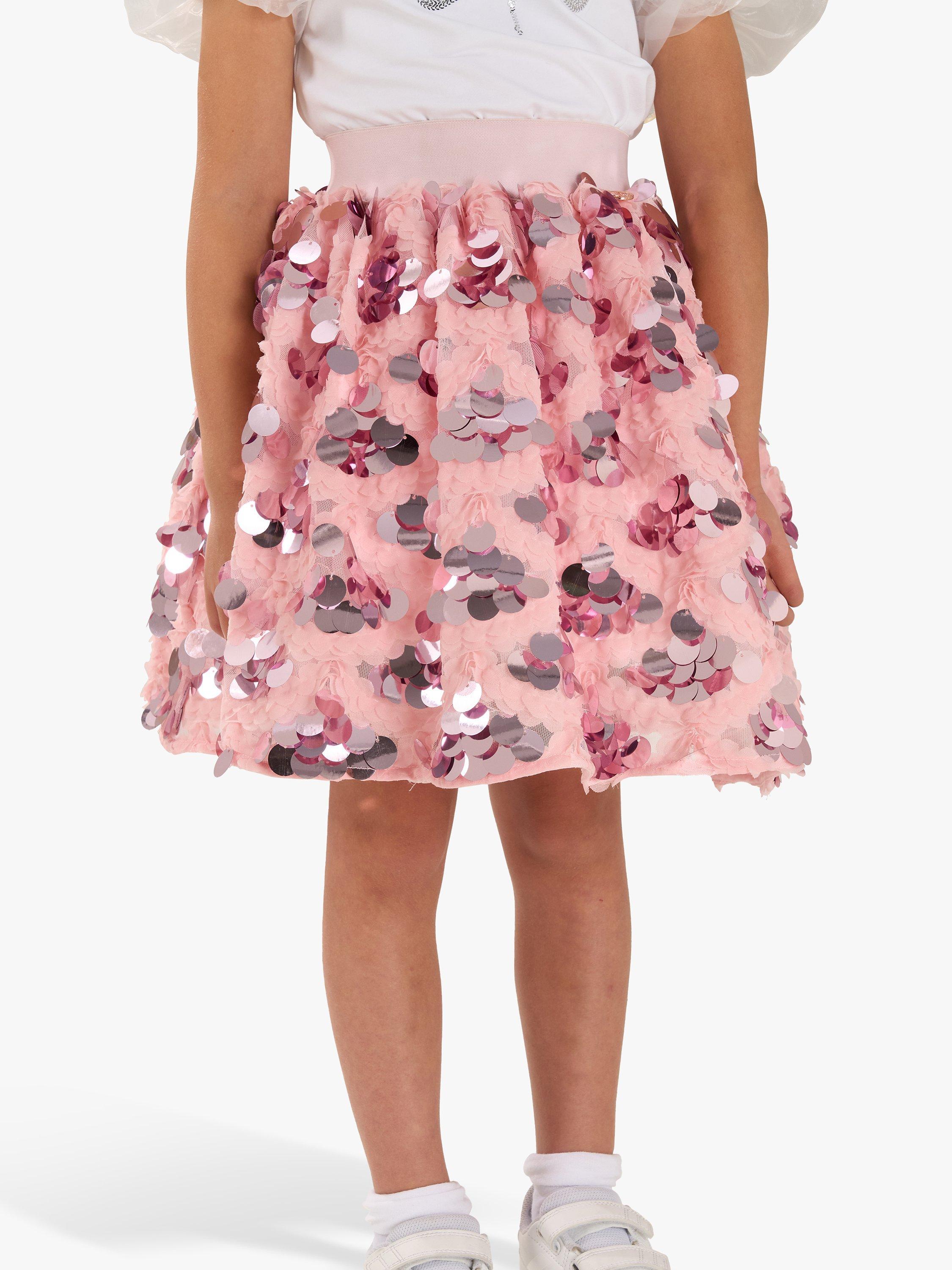 Angel & Rocket Kids' Ellie Oversize Sequins & Lace Skirt, Pink