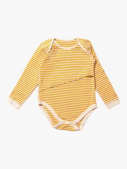 Little Green Radicals Kids' Stripe Easy Feeding Adaptive Bodysuit, Gold, Gold