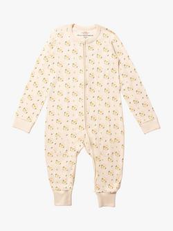 Little Green Radicals Kids' Quince Flowers Adaptive 2 Way Zip Sleepsuit, Cream, Cream