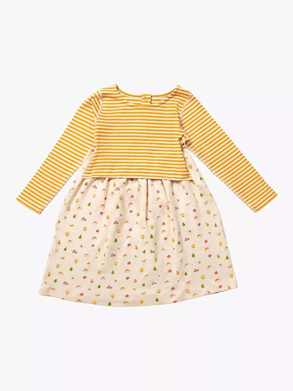 Little Green Radicals Kids' Garden Days Adaptive Easy Peasy Dress, Gold/Cream