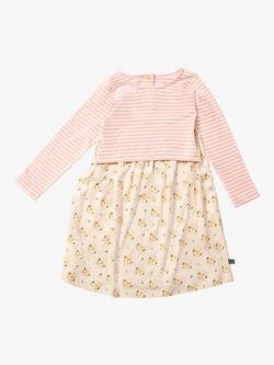 Little Green Radicals Kids' Quince Flowers Adaptive Easy Peasy Dress, Pink Stripes/Cream, Pink Stripes & Cream