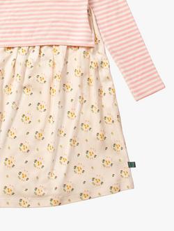 Little Green Radicals Kids' Quince Flowers Adaptive Easy Peasy Dress, Pink Stripes/Cream - view 2, Pink Stripes & Cream