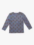 Little Green Radicals Kids' Bear Easy Feeding Adaptive Long Sleeve T-Shirt, Blue Steel