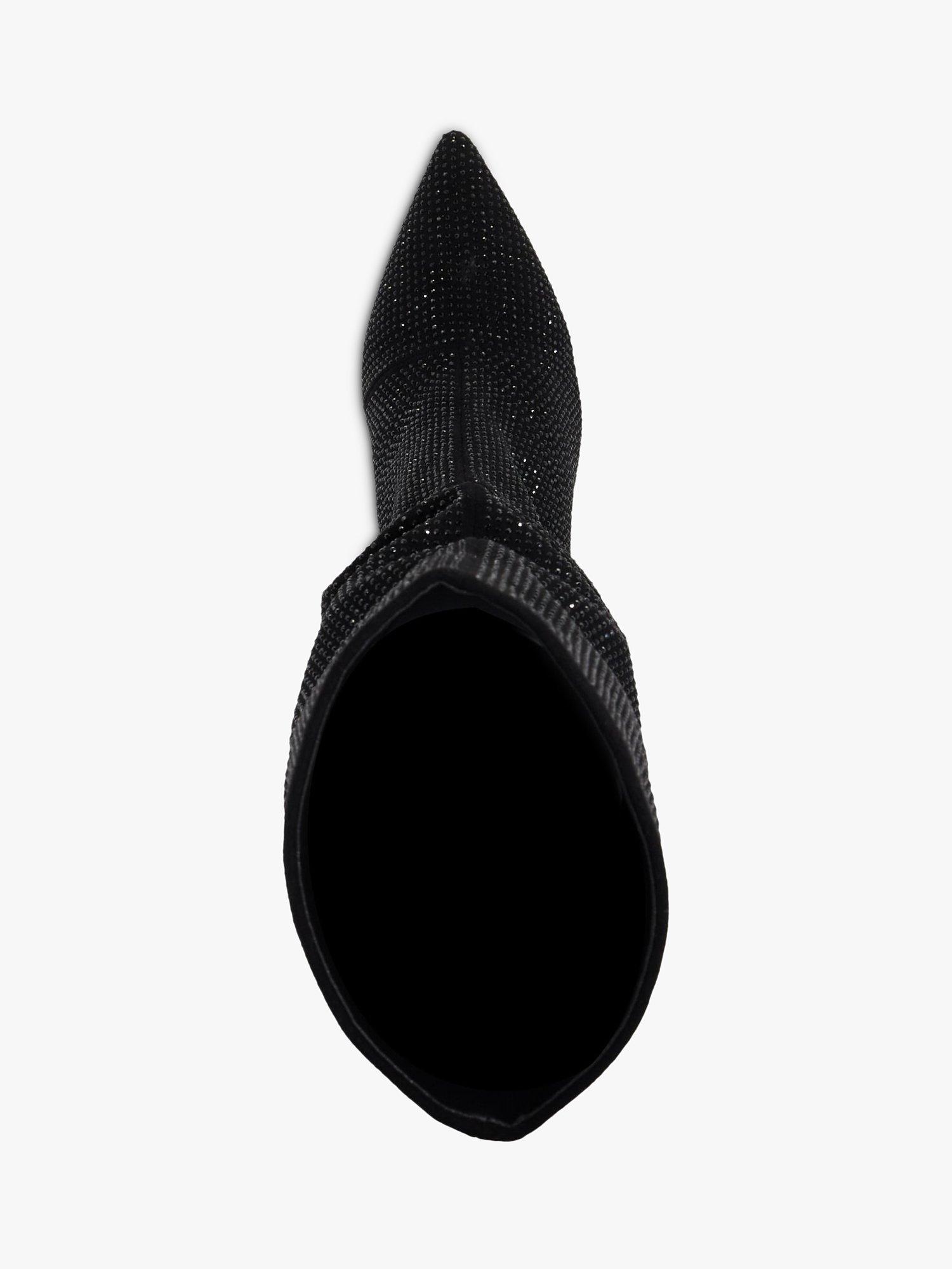 Dune Slouch Embellished Mid Heel Calf Boots, Black, 7