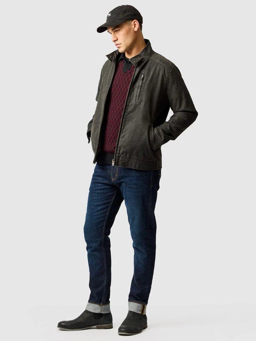 Product image 2 of 6, which shows Rodd & Gunn The Jack PU Coated Cotton Harrington Jacket, Washed Black, XS