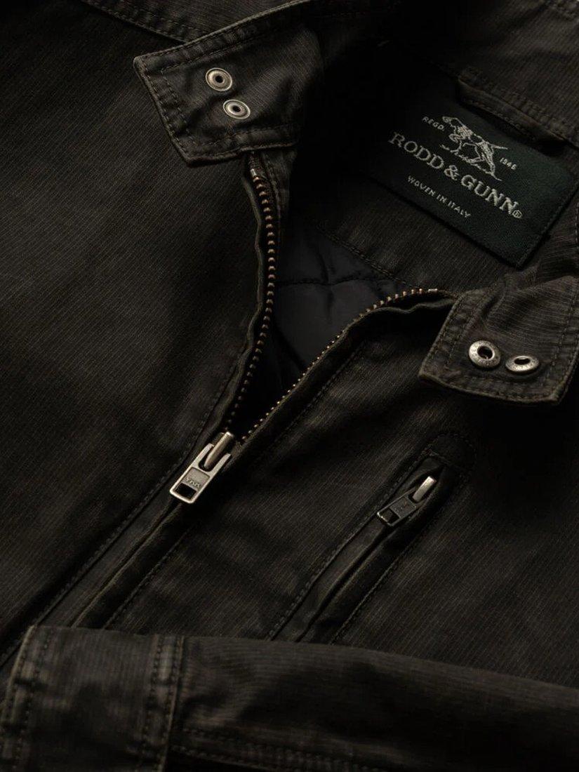 Product image 6 of 6, which shows Rodd & Gunn The Jack PU Coated Cotton Harrington Jacket, Washed Black, XS