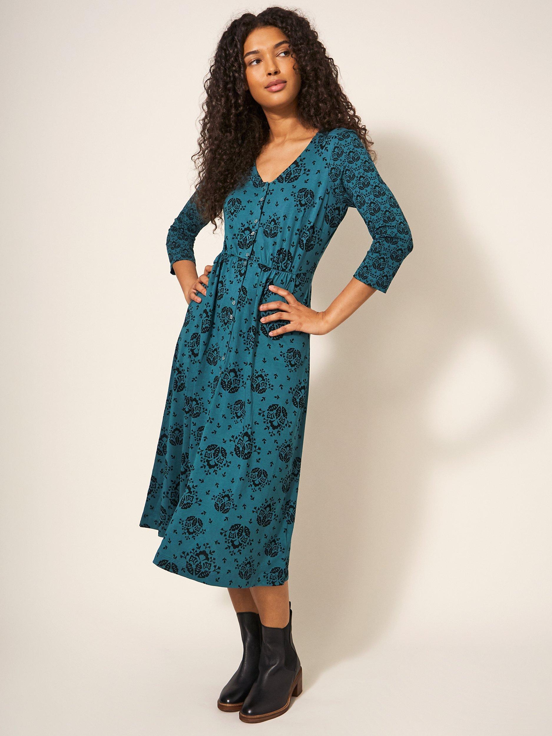 White Stuff Mia Jersey Dress Teal