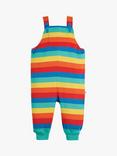 Frugi Baby Parsnip Rainbow Stripe Organic Cotton Dungarees, Multi