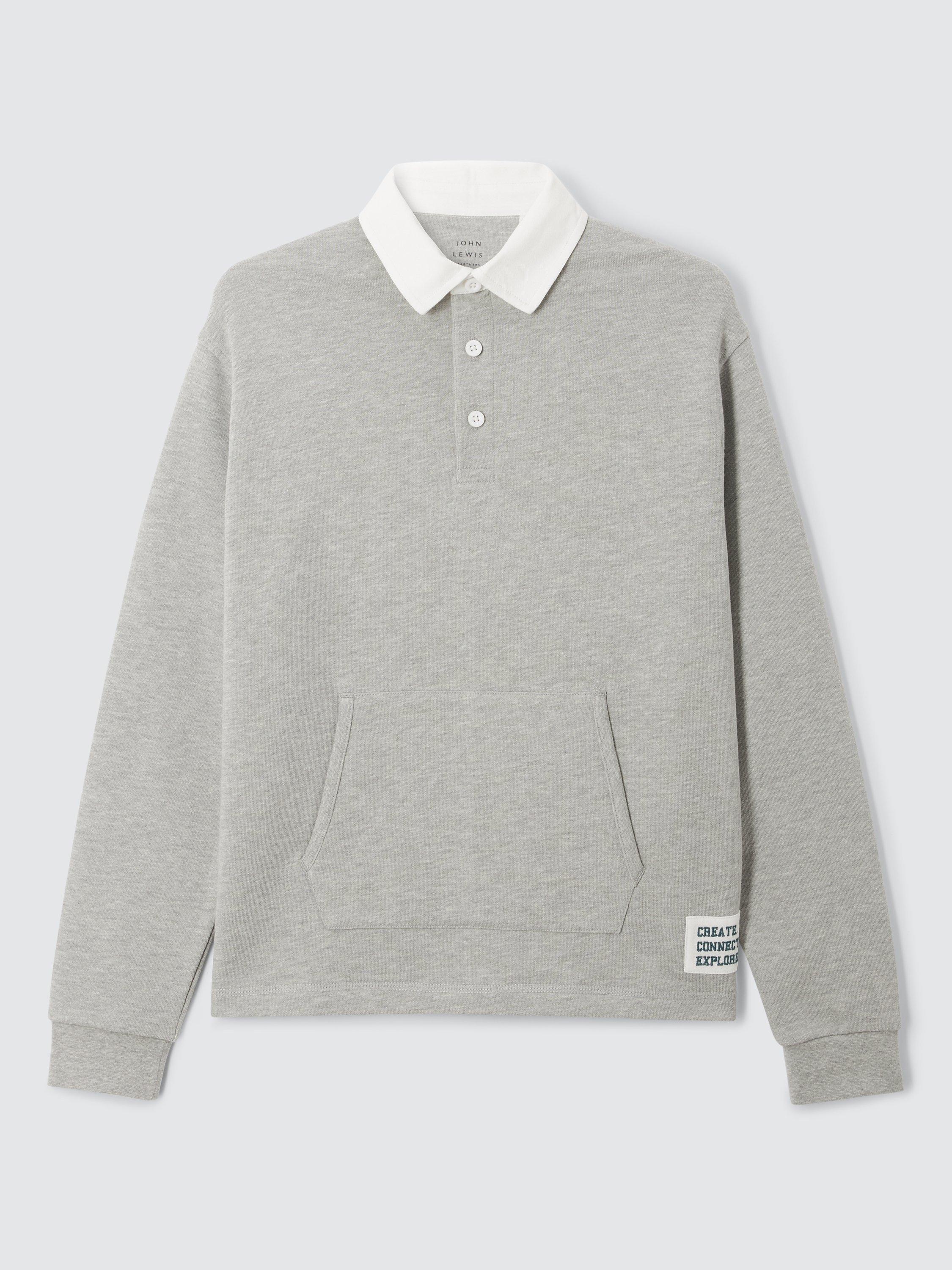 Product image 4 of 6, which shows John Lewis Kids' Pocket Rugby Sweatshirt, Grey, 11 years