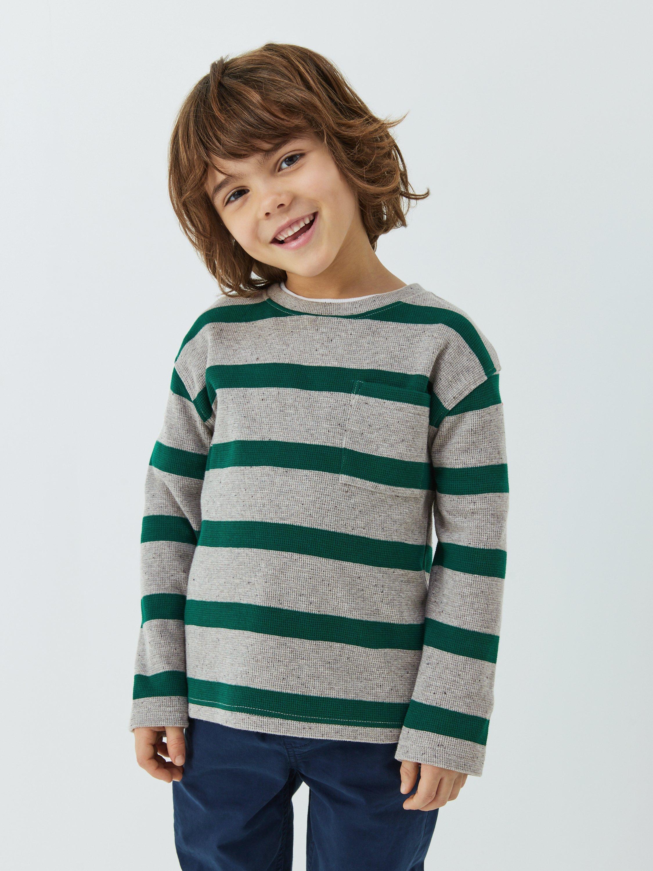John Lewis Kids' Waffle Crew Neck Stripe Top