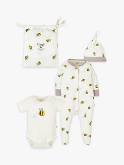 Frugi Baby Buzzy Bee Baby Gift Set, White/Multi, White/Multi