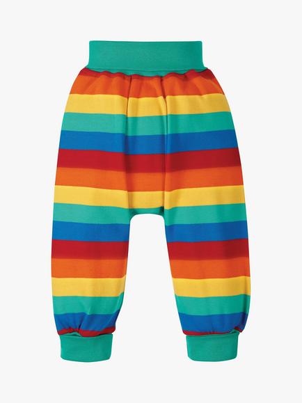 Frugi Baby Parsnip Organic Cotton Rainbow Chunky Stripe Joggers, Multi, Multi