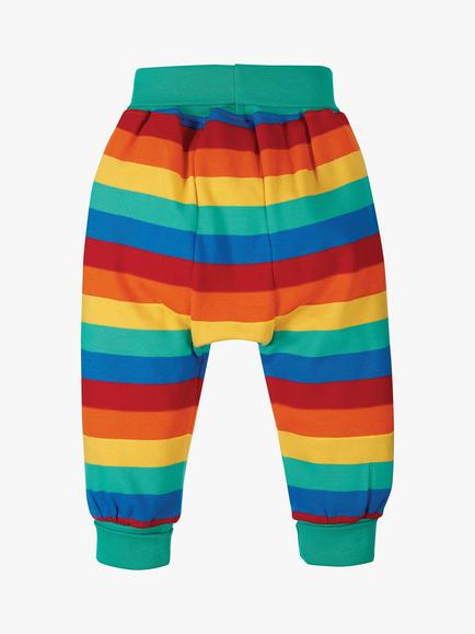Frugi Baby Parsnip Organic Cotton Rainbow Chunky Stripe Joggers, Multi - view 2, Multi