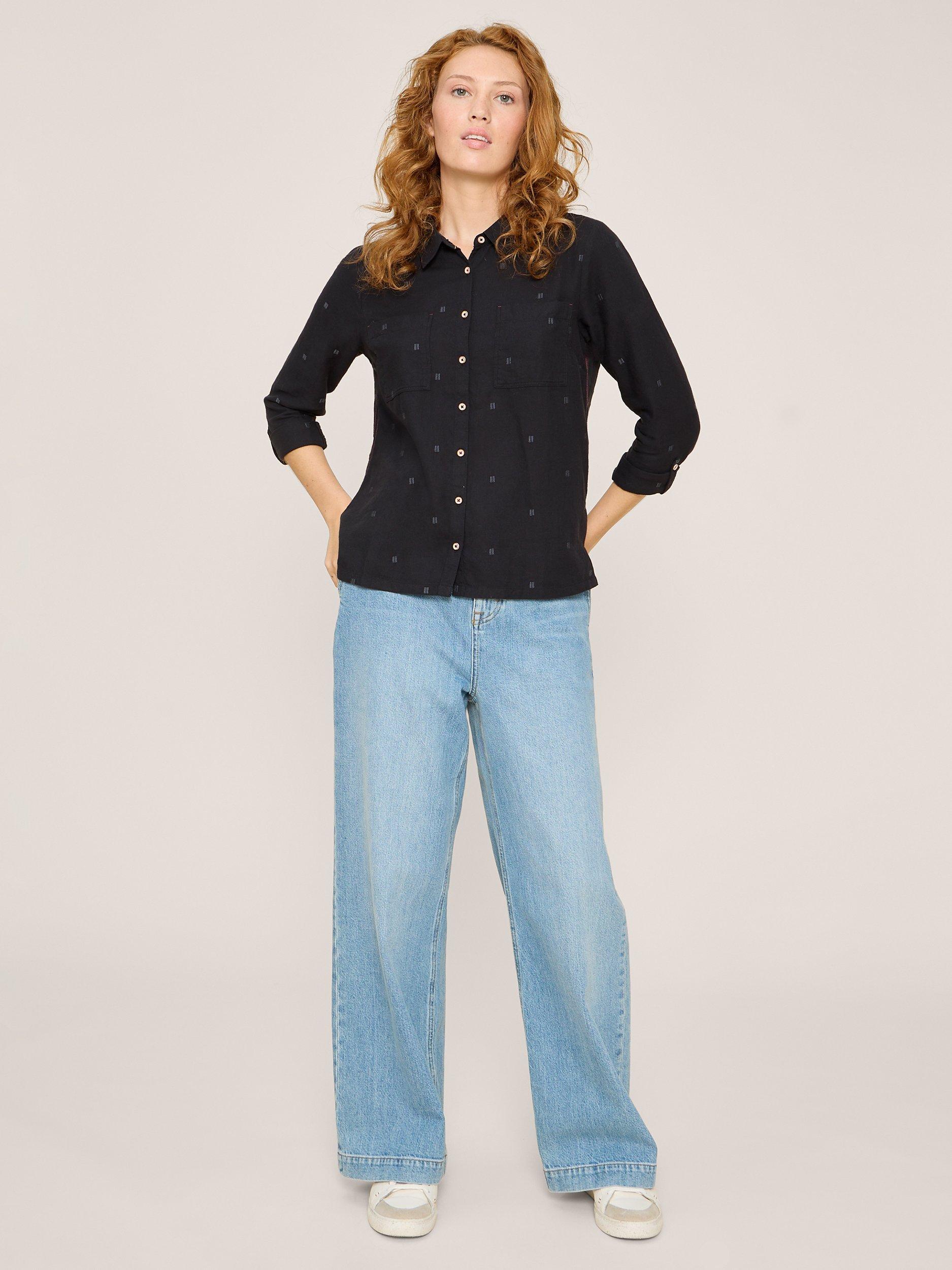 White Stuff Sophie Organic Cotton Shirt, Pure Black