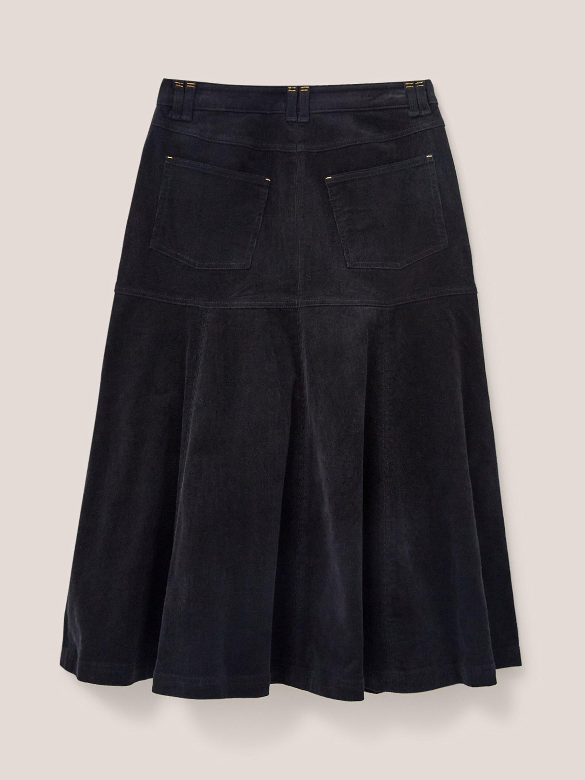 White Stuff Organic Cotton Blend Corduroy Skirt Pure Black