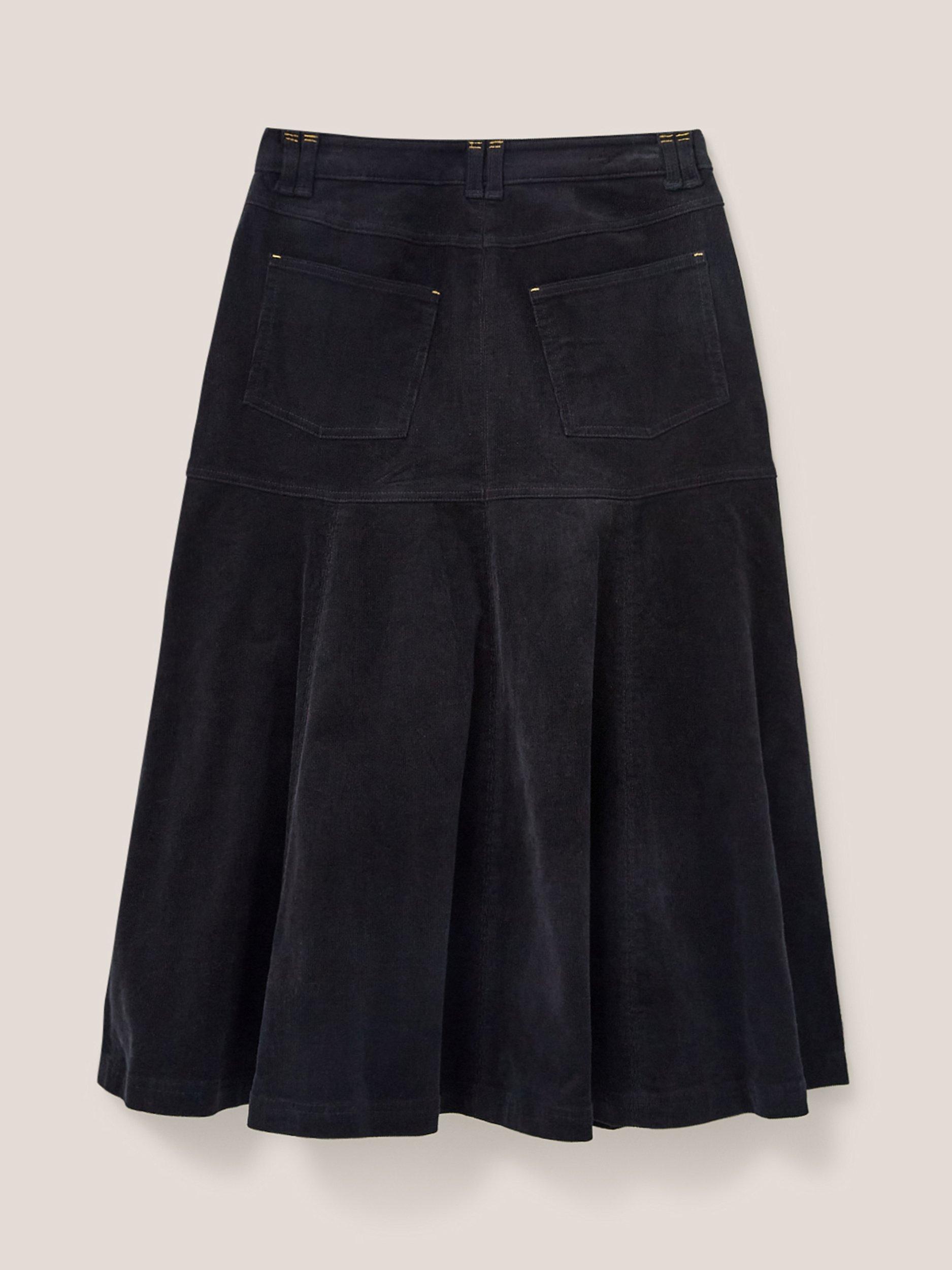 White Stuff Organic Cotton Blend Corduroy Skirt Pure Black