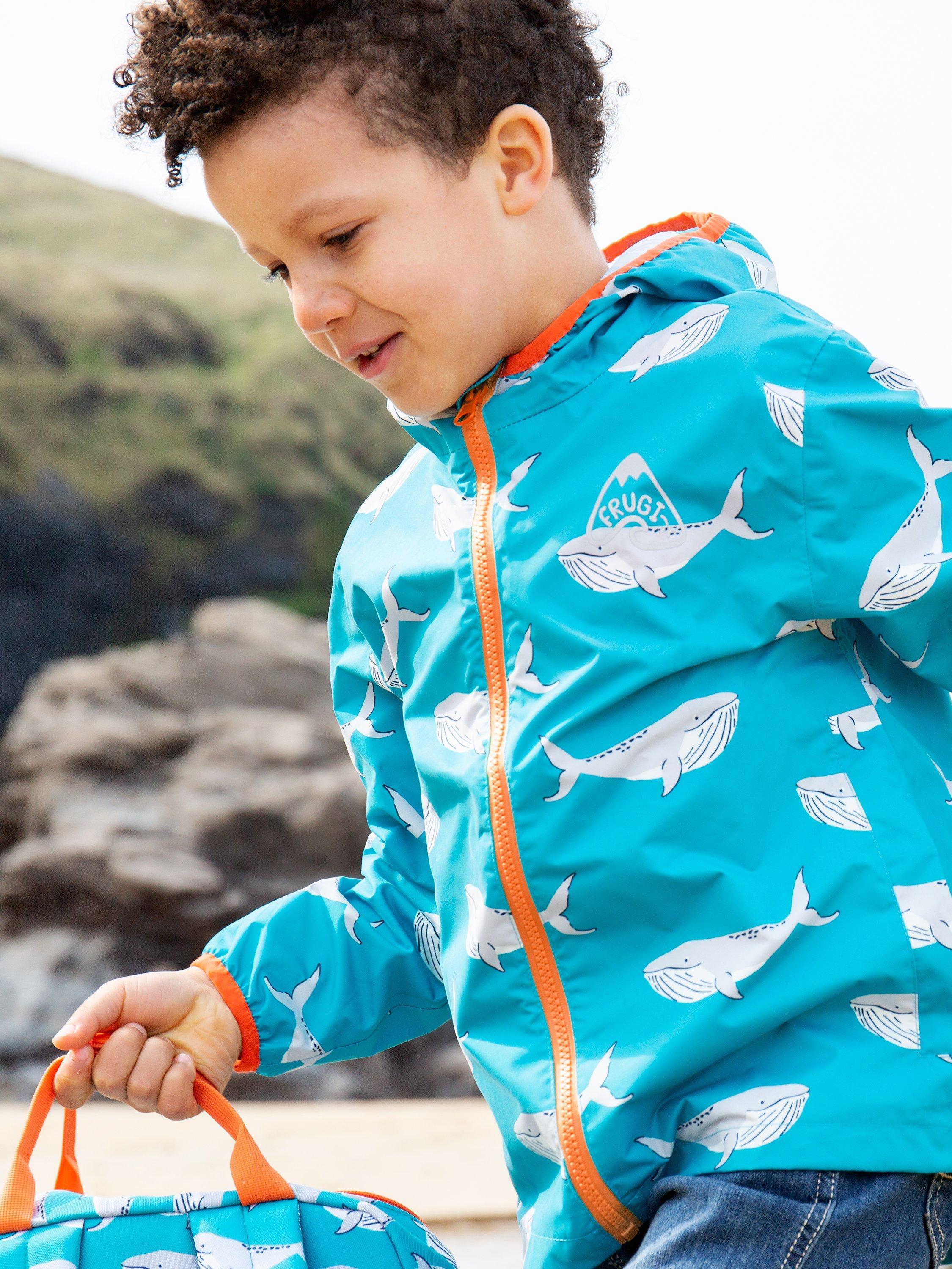 Frugi Kids' Rain or Shine Camper Whales Jacket, Multi, 6-7 years