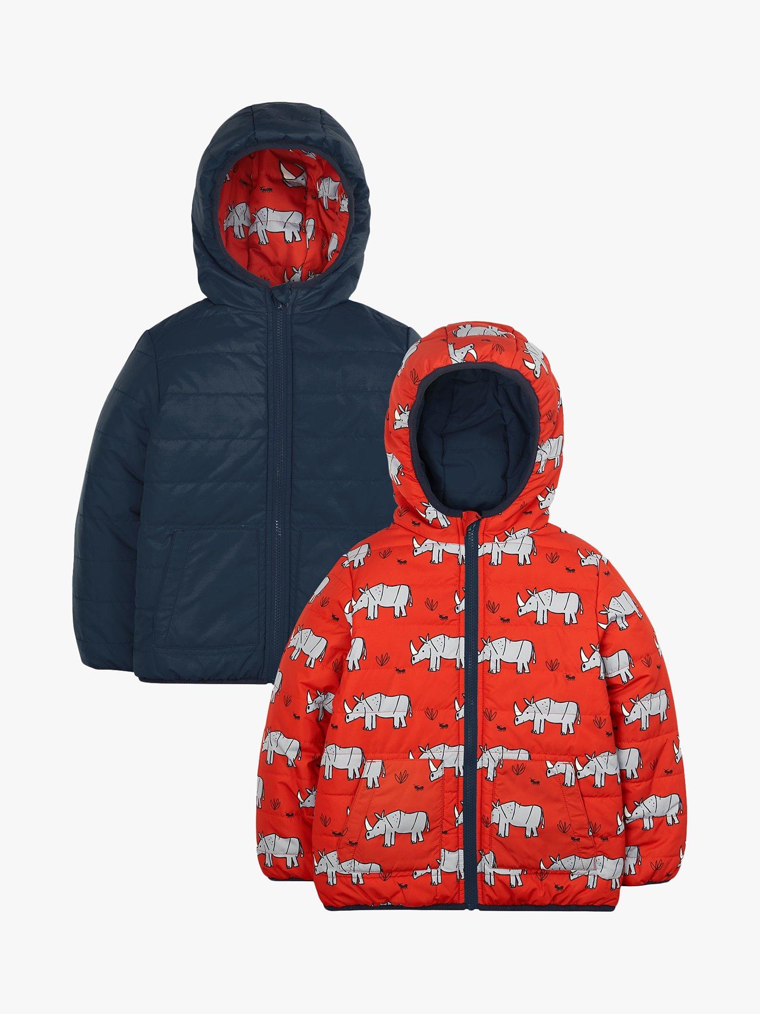 Frugi Kids' Reversible Toasty Trail Rhino Friends Jacket, Multi