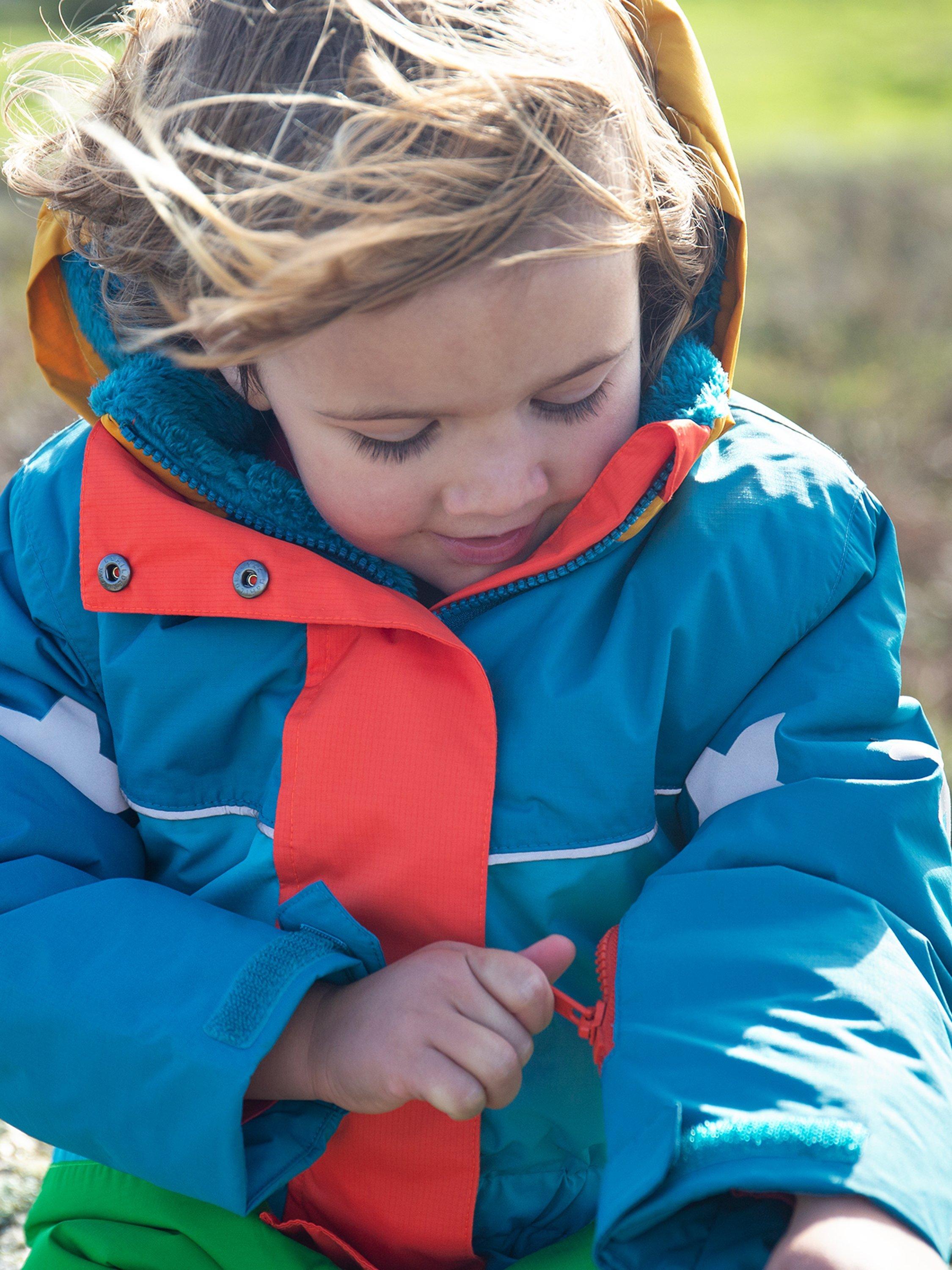 Product image 7 of 7, which shows Frugi Kids' Any Weather All in One Outwear, Chunky Rainbow Stripe, 1-2 years
