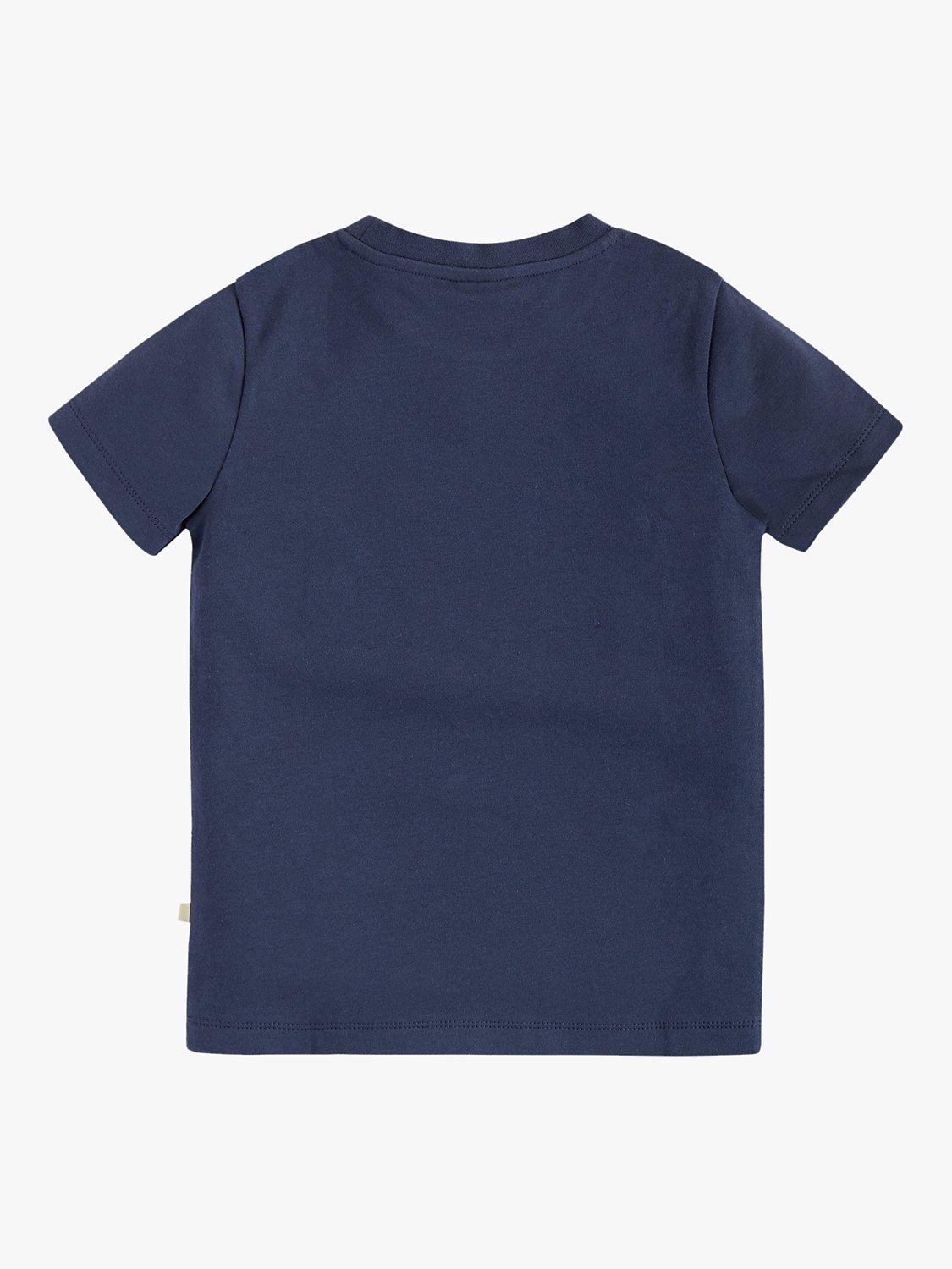 Product image 3 of 3, which shows Frugi Kids' Magic Number 6 Organic Cotton Rocket T-shirt, Indigo/Multi, 6-7 years